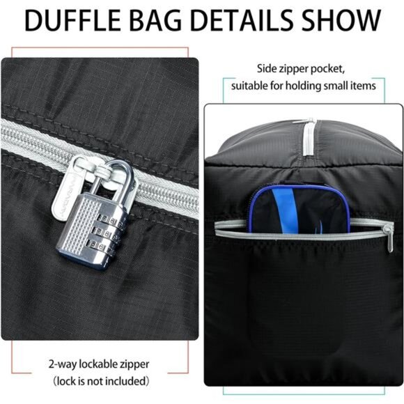 Foldable Duffel Bag 30 Inch 75L Travel Bag Lightweight Water Resistant Large Lug - Picture 3 of 7